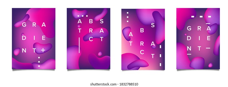 Set of posters and covers with organic liquid shapes in neon vivid colors. Template for music and club party.
