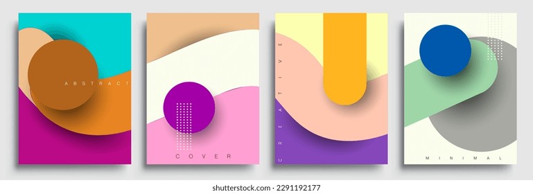 Conjunto de afiches con elementos formas geométricas abstractas, diseño gráfico moderno. Perfecto para medios sociales, afiche, portada, invitación, folleto. Vector