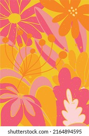 Set of posters with floral pattern. Flowers for concept design. Floral pattern. Abstract pink-yellow floral background. Summer vacation invitation. Background texture vector.