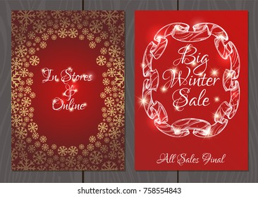 A set of posters or flyers for Christmas and New Year sales and promotions.