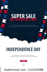 Set Posters of Fourth of July. 4th of July. Independence Day of the USA. Vector illustration