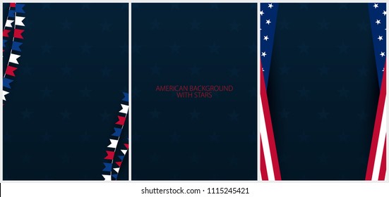 Set Posters of Fourth of July. 4th of July. Independence Day of the USA. Vector illustration