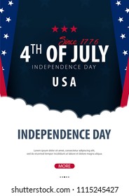 Set Posters of Fourth of July. 4th of July. Independence Day of the USA. Vector illustration