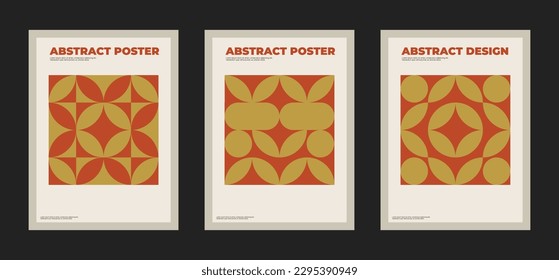 A set of posters with geometric shapes in the style of the 70s for design, interior. Modern vector pattern from 70s-2000s.