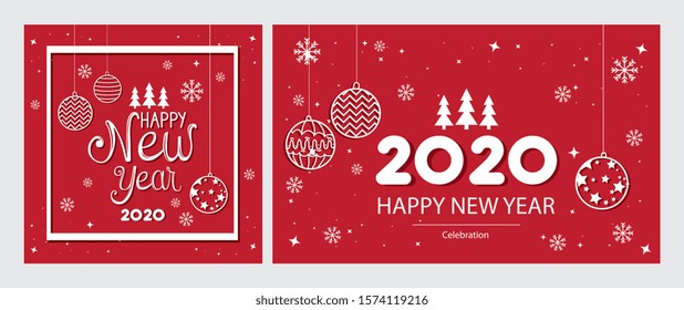 set of posters happy new year with decoration vector illustration design
