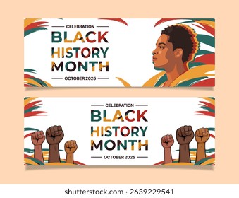 Set of posters highlighting Black History Month celebration with vibrant colors, and empowering symbols of solidarity and culture. Perfect for event promotions and cultural awareness campaigns.