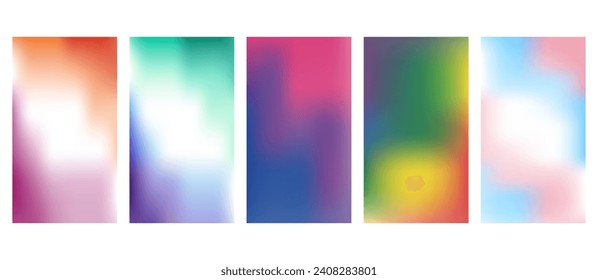 Set of posters with LGBTQ colours blurred gradient background. Stories template in trendy y2k aesthetic. Design for social media. Vector illustration