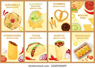 A set of posters with Mexican food.
 svg