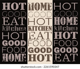 Un juego de afiches sobre el tema de la cocina, la comida y la comida rápida. Decoración de cocina, pancarta, carta. Elementos vectores.