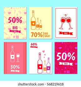 set of posters with the sale of wine
