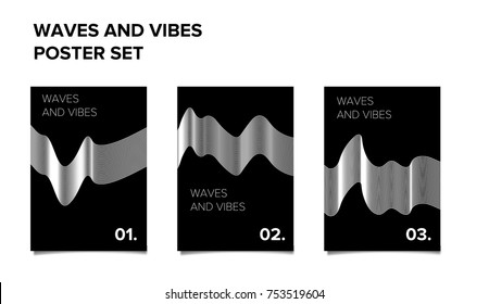 Set of posters with sound waves.