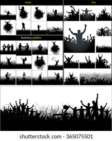 Set posters for sports championships, business, politics and concerts