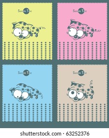 A set of posters in the style of comic, emotional pig. Illustration