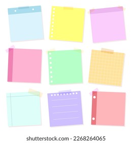 Set of post-it with different designs with colorful color.