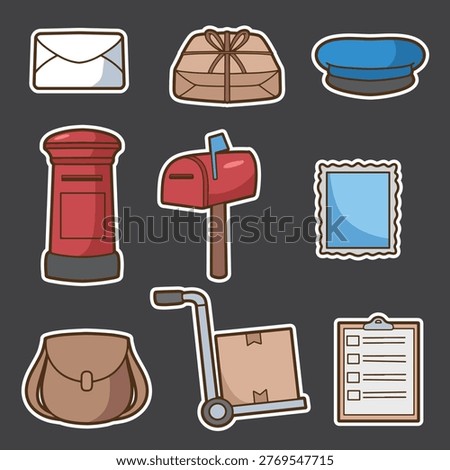 set of postman good for sticker, badge, element design, print design, etc