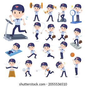 A set of postman on exercise and sports.It's vector art so easy to edit.