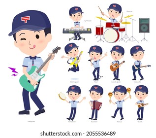 A set of postman playing rock 'n' roll and pop music.It's vector art so easy to edit.