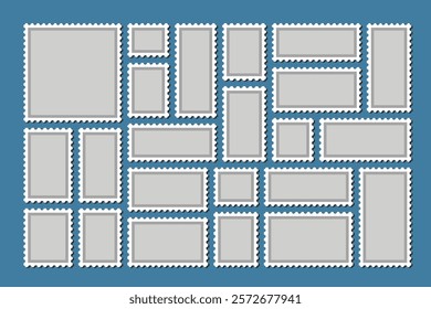 Set postmarks for mail letter Postal stamp Blank borders of post stamp