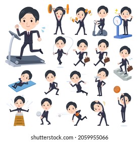 A set of postoffice suit man on exercise and sports.It's vector art so easy to edit.