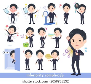 A set of postoffice suit man on inferiority complex.It's vector art so easy to edit.