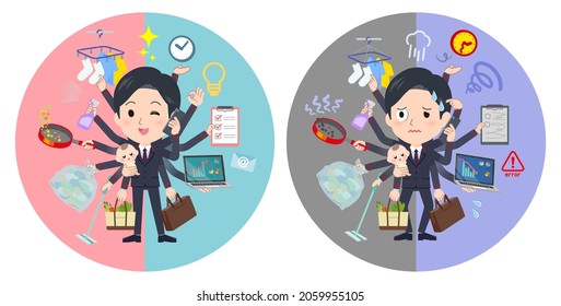 A set of postoffice suit man who perform multitasking in offices and private.It's vector art so easy to edit.