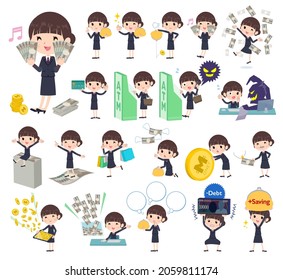 A set of postoffice suit woman with concerning money and economy.It's vector art so easy to edit.
