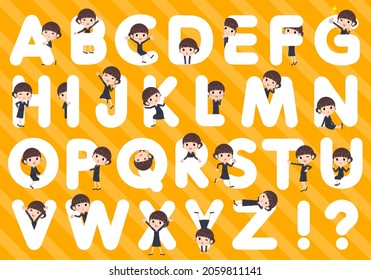 A set of postoffice suit woman designed with alphabet.It's vector art so easy to edit.