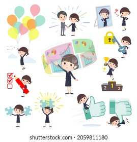 A set of postoffice suit woman on success and positive.It's vector art so easy to edit.