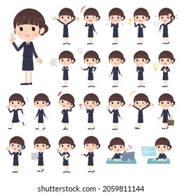 A set of postoffice suit woman with who express various emotions.It's vector art so easy to edit.