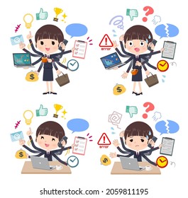 A set of postoffice suit woman who perform multitasking in the office.It's vector art so easy to edit.