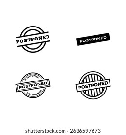 Set of Postponed grunge rubber stamp on white background.