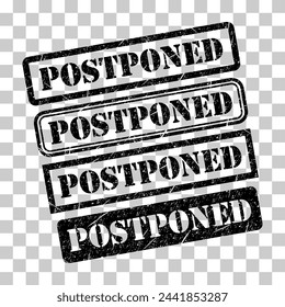 Set of Postponed stamp symbol, label sticker sign button, text banner vector illustration .