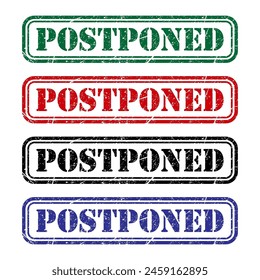 Set of Postponed stamp symbol, label sticker sign button, text banner vector illustration .