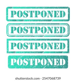 Set of Postponed stamp symbol, label sticker sign button, text banner vector illustration .