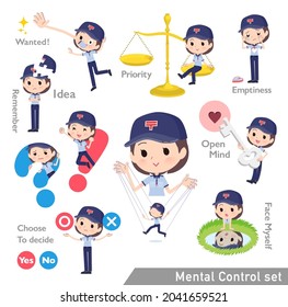 A set of  postwomen with mental control.It's vector art so easy to edit.