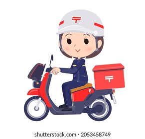 A set of  postwomen on a Electric scooter .It's vector art so easy to edit.