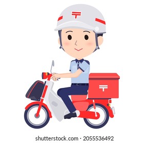 A set of  postwomen on a postal bike .It's vector art so easy to edit.
