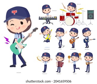 A set of  postwomen playing rock 'n' roll and pop music.It's vector art so easy to edit.