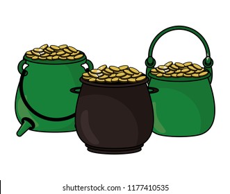 Set of pot with coins