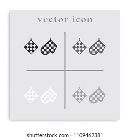 Set pot holders flat black and white vector icon.