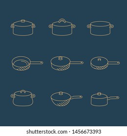 Set of pot Vector Line Icons