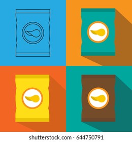 Set of potato chips icon. Outline illustration of potato chips vector icon for web