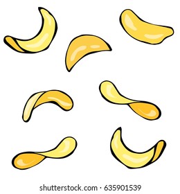 Set of Potato Chips. Vector Illustration