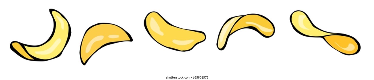 Set of Potato Chips. Vector Illustration