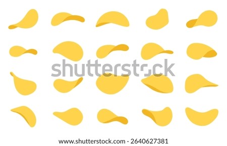 Set of potato chips. Vector illustration.