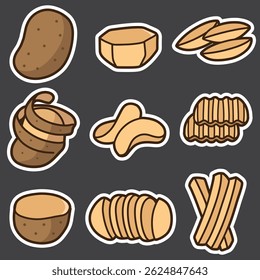 Conjunto de patata buena para la etiqueta engomada, diseño del elemento, icono, insignia, etc