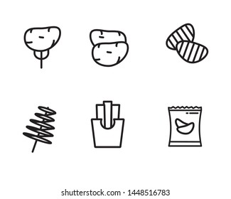 Set of potato vector illustration with simple line design such as potato, french fries and chips suitable for icon or doodle 