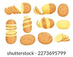 set of Potatoes vector illustration. isolated on white background. Vector eps 10. perfect for wallpaper or design elements	