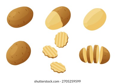 set of Potatoes vector illustration. isolated on white background. Vector eps 10. perfect for wallpaper or design elements	