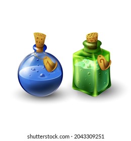 Set of potion bottles. Elixirs.